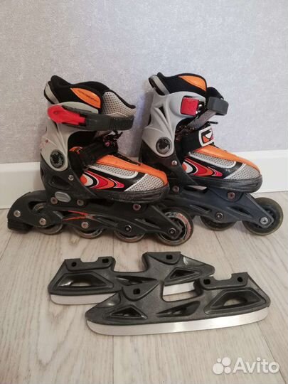 Роликовые коньки детские раздвижные 2 в 1