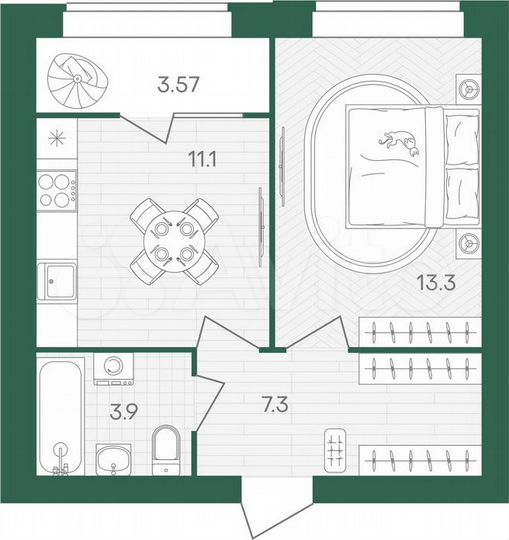 1-к. квартира, 39,2 м², 10/10 эт.