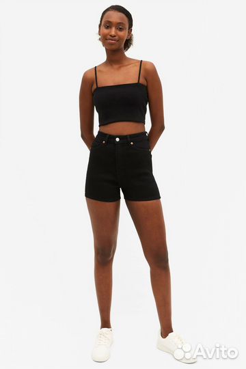 Monki Шорты джинс на молнии черные W29