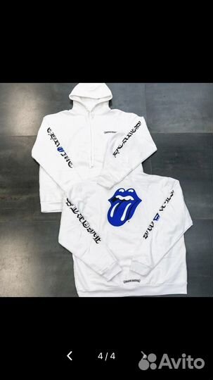 Зип худи chrome hearts белое с языком