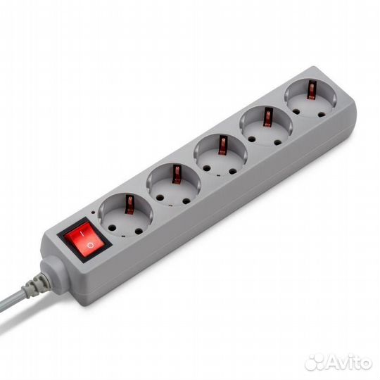 Удлинитель с сетевым фильтром 5х1.5м с заземл. 7А IP20 500SL-1.5-G 1.5кВт CCA сер. buro 354120