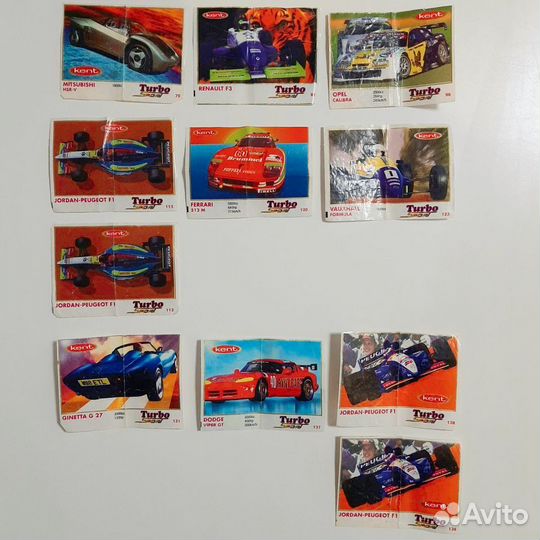 Вкладыши жвачки Turbo Classic, Super, Sport 90е