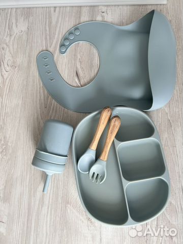 Набор детской силиконовой посуды на присоске