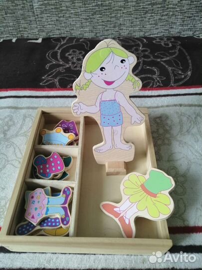Деревянная кукла с одеждой, магнитная игра, пазл