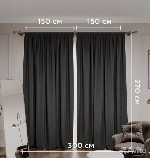 Шторы блэкаут черные