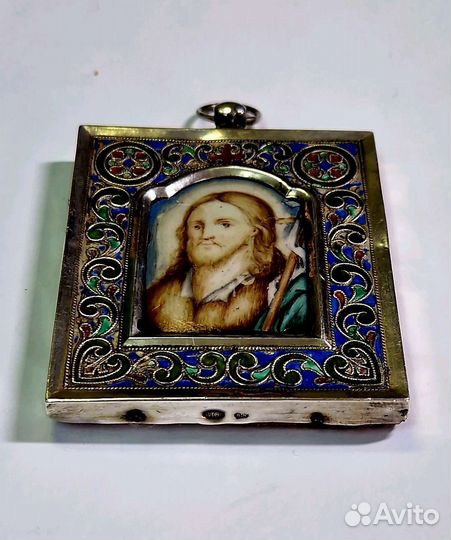 Икона Иоанн Предтеча. Серебро. Эмали