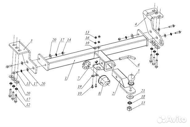 Фаркоп Ssang Yong Actyon 2010-2019 без подрезки
