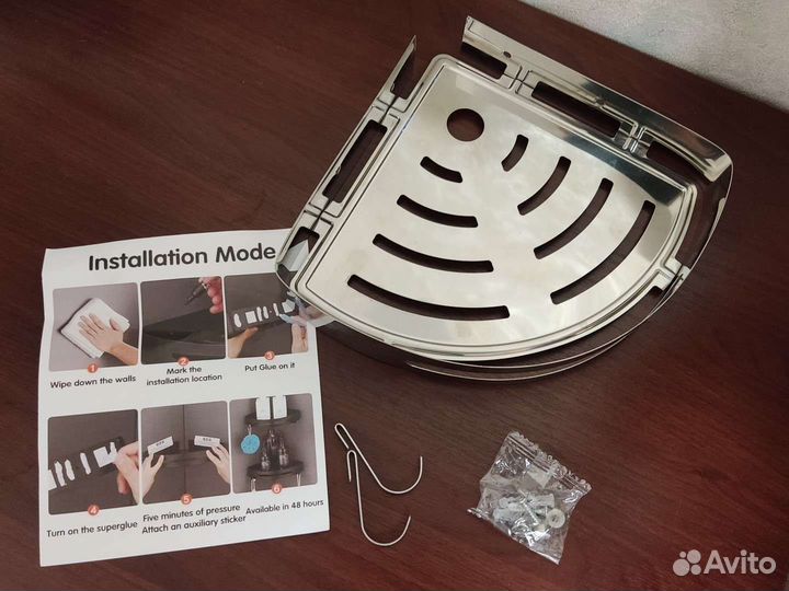 Угловая полка для ванной из нерж. стали новая