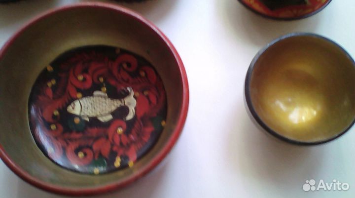 Сервиз чайный (деревянный) СССР + 2 чаши
