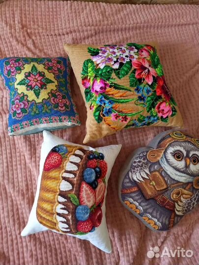 Подушка(корзина, цветы, сова). Ручной работы