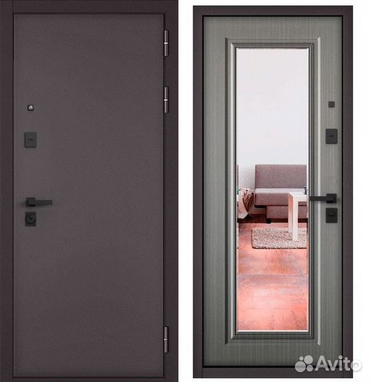 Дверь входная металлическая с зеркалом