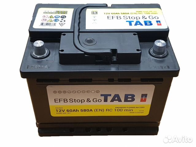Акб 60Ач TAB EFB 3 года гарантия 242x175x190