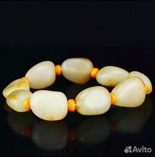 Браслет нефрит из гальки речной