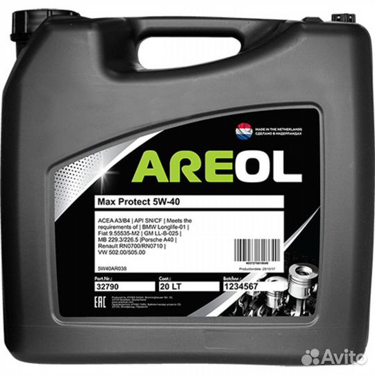 Areol Max Protect 5W40 (20L) масло моторное