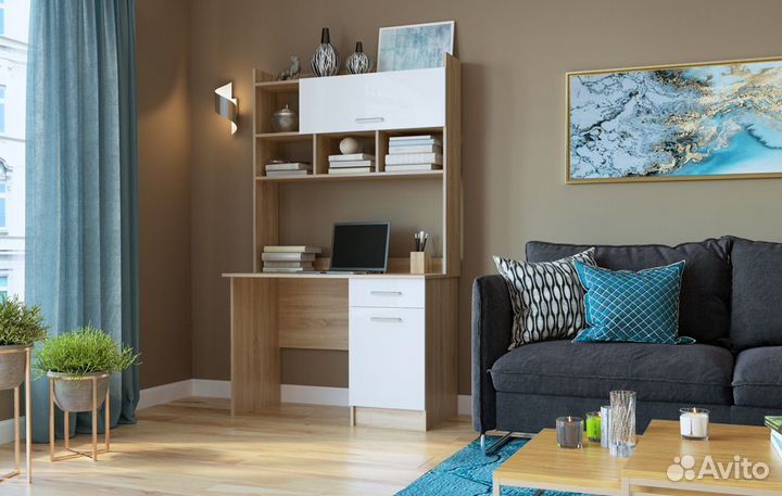 Письменно-компьютерный стол пкс-2 Дуб Сонома/Белый