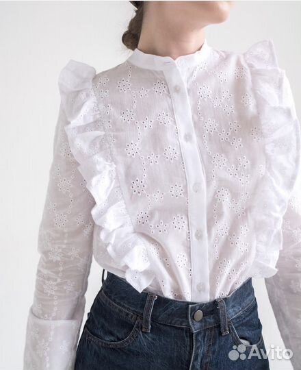 Блузка/рубашка белая льняная