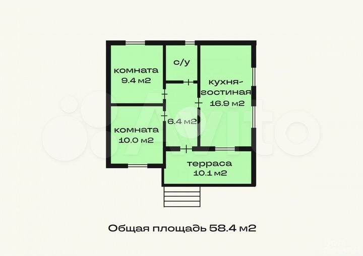 Дом 58,4 м² на участке 8,4 сот.
