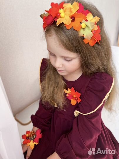 Осенний ободок с брошкой