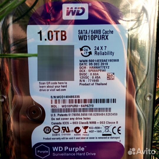 Жесткий диск 1тб HDD WD purple