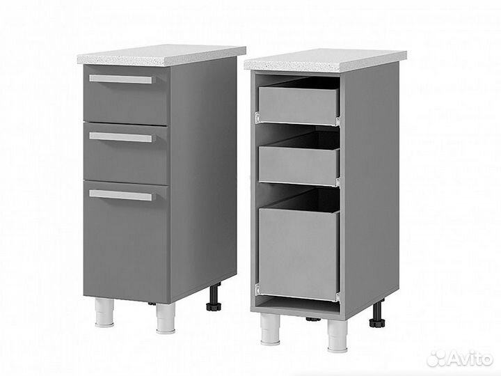 Кухня Афина айс Тумба 3Р3 корп белый, фасад 3Р3