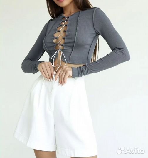 Кроп топ с длинным рукавом