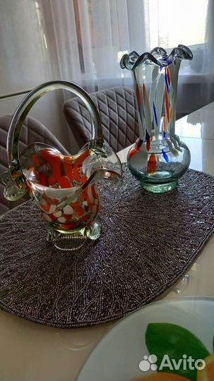 Ваза для цветов цветное стекло СССР