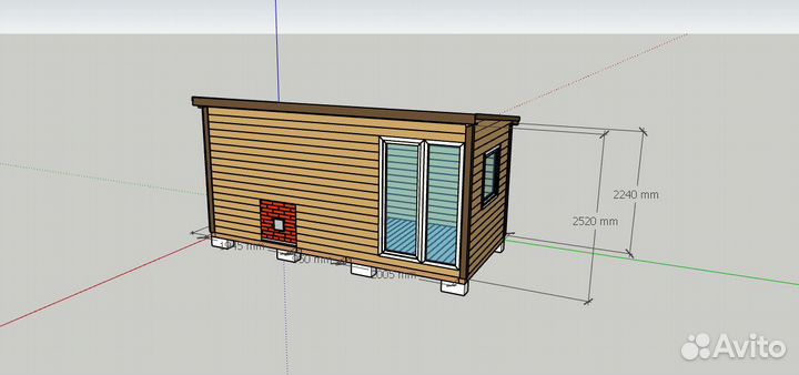 Баня 2,5 на 5,3 минибрус 45*140*6000мм