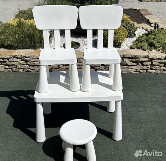 Детский стол и стульчик IKEA пластик бел