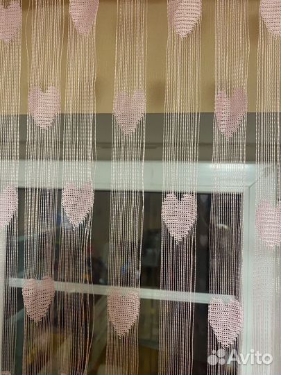 Тюль нитяная сердца комплект 2 шт (100х200)