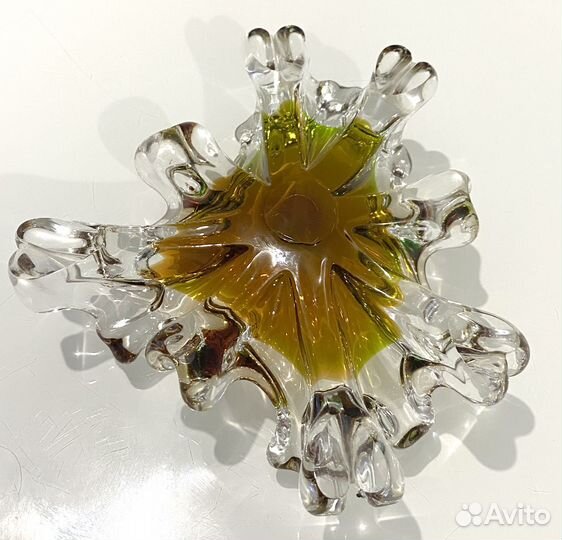 Пепельница Чехия СССР винтаж ретро гутное стекло