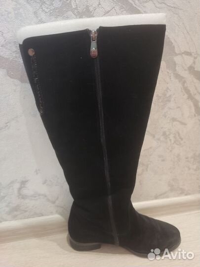 Сапоги женские зимние ботфорты замшевые 40