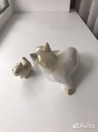 Статуэтки фарфоровые кошка и котенок офз