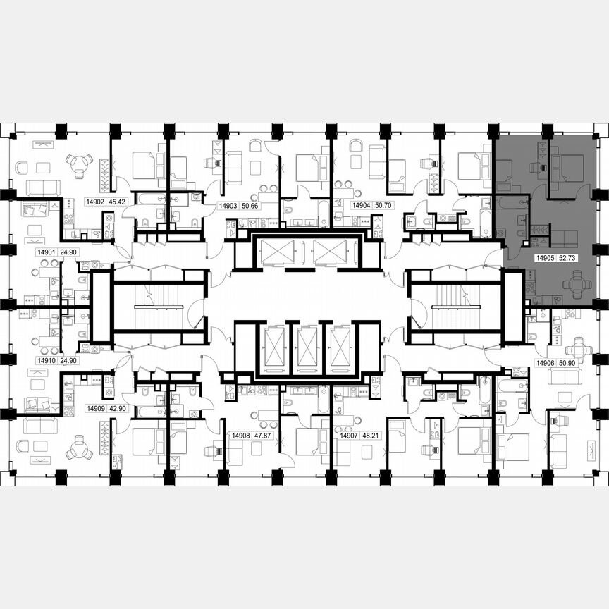2-к. квартира, 52,7 м², 49/52 эт.