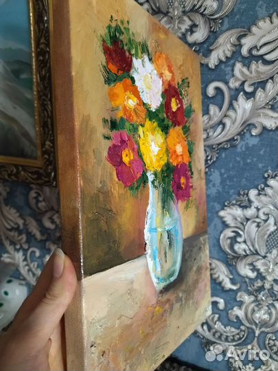 Картина маслом цветы в вазе