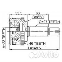ШРУС наружный 22x60x27 (hyundai I30 2007) febest
