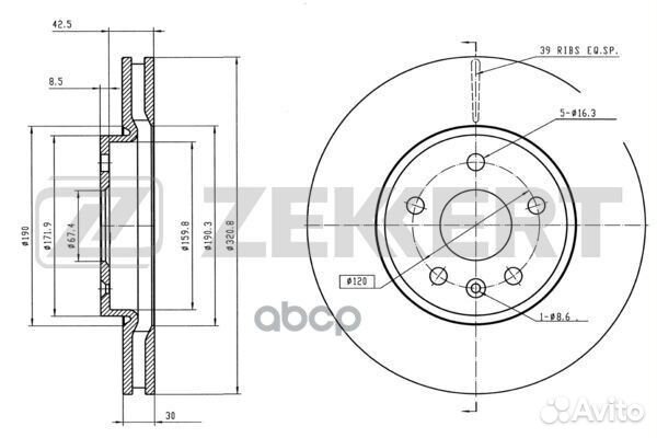 Диск торм. перед. Chevrolet Malibu (V300) 12