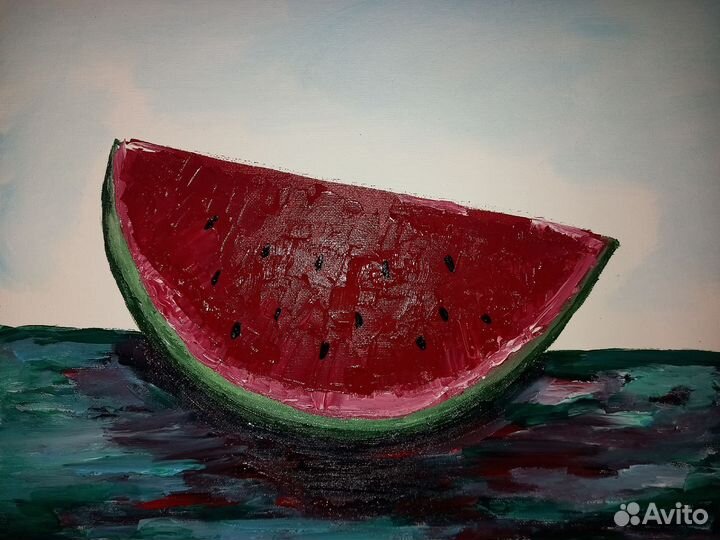 Картина на холсте долька арбуза