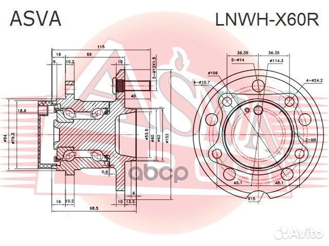 Ступица задняя asva lnwhx60R lnwhx60R asva