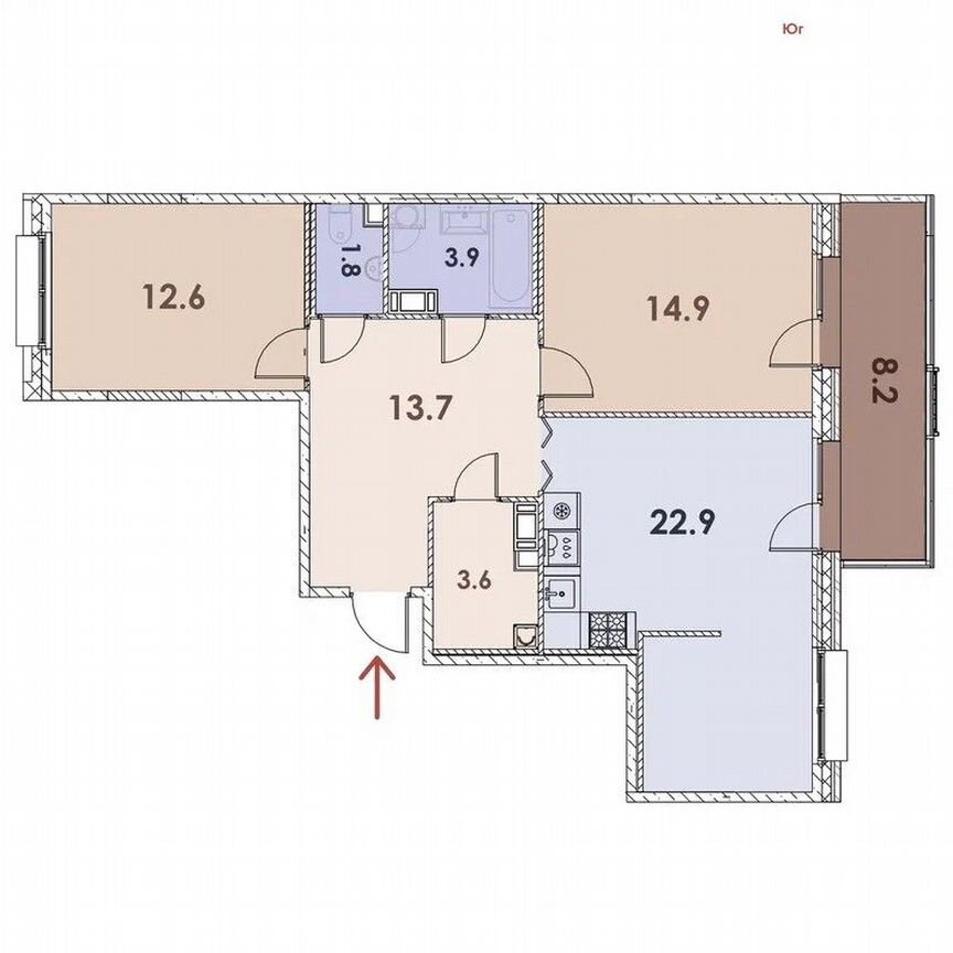 2-к. квартира, 76 м², 3/5 эт.