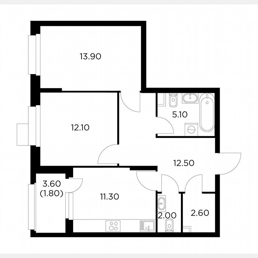 2-к. квартира, 61,3 м², 18/18 эт.