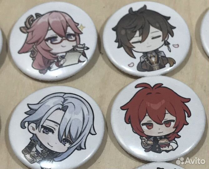 Значки геншин импакт, наклейки, фигурки