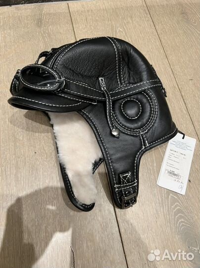 Шапка для мальчика из натуральной кожи и меха