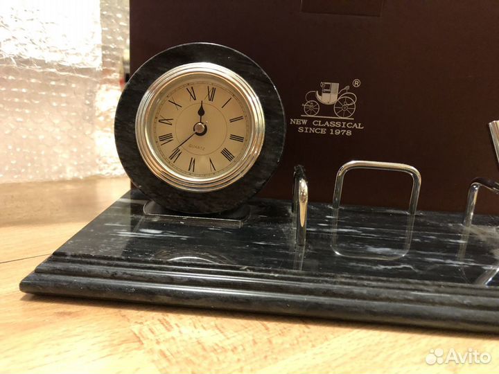 Набор настольный: часы, держатель для бум. блока