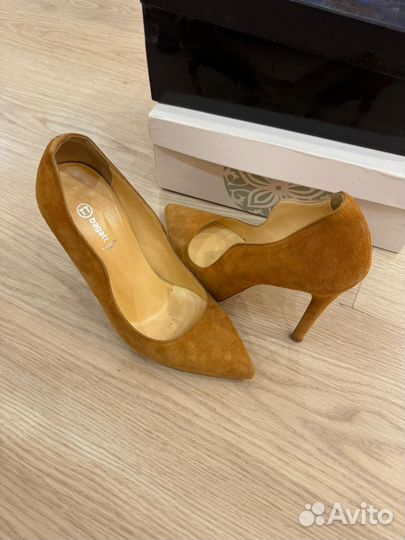 Туфли горчичного цвета, замша натуральная