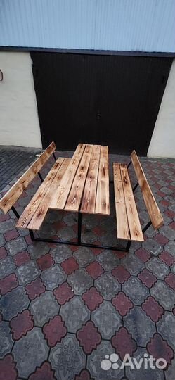 Скамейка садовая со столиком