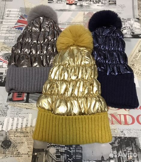 Шапка зимняя из нейлона на флисе
