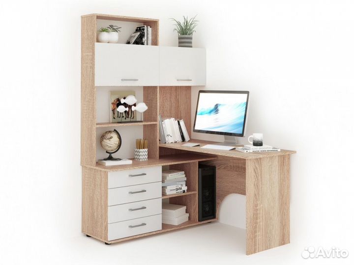 Стол письменный Гарвард угловой с надставкой левый