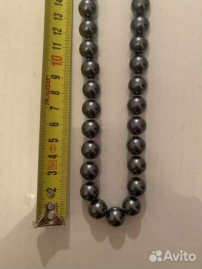 Колье искусственный черный жемчуг 9 мм 66 см