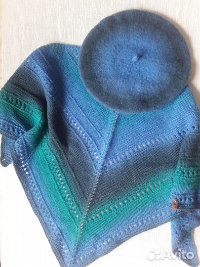 Комплект вязаный: берет+бактус