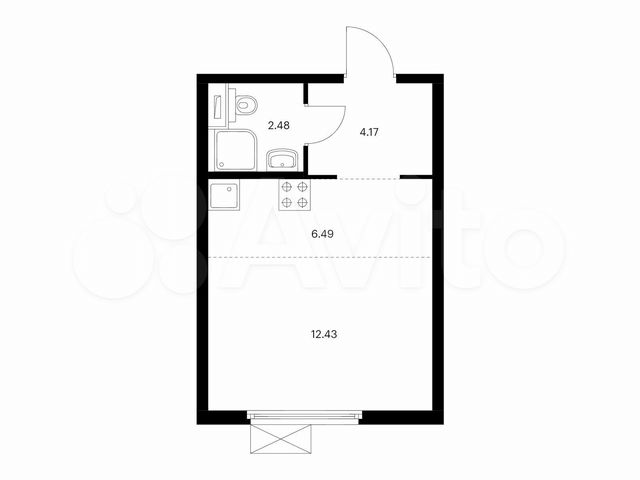 Квартира-студия, 25,6 м², 32/33 эт.